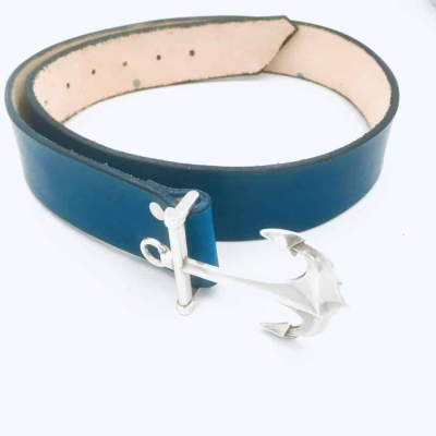 Ceinture cuir bleue Marine Jrm Maroquinerie
