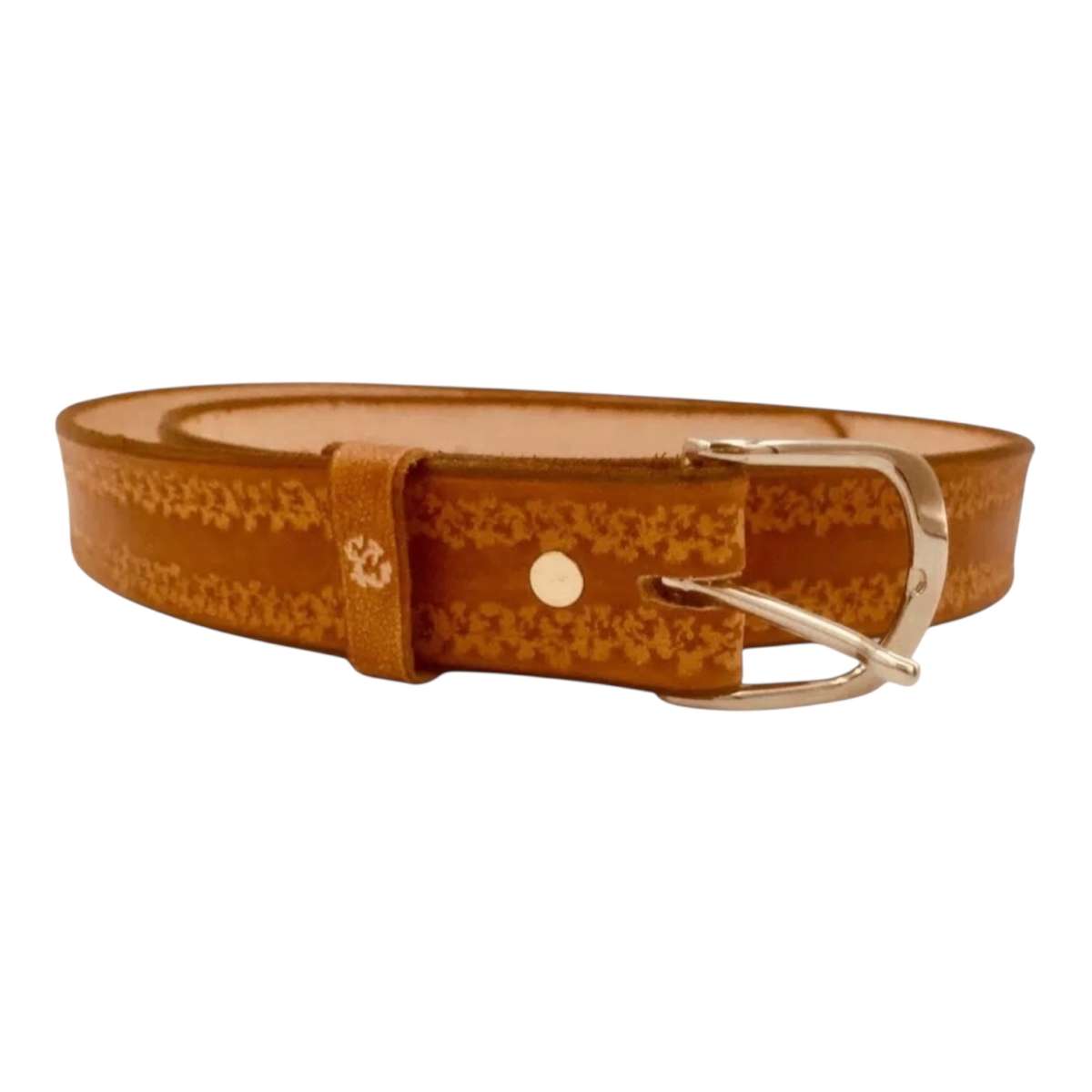 Ceinture Jeannot – Cuir Cognac Pleine Fleur, Repoussée à la Main