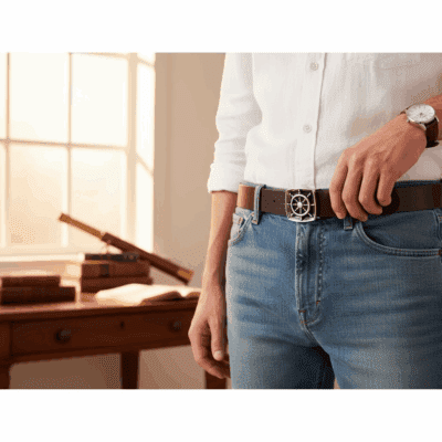 Ceinture cuir marron foncé Matelot Jrm Maroquinerie