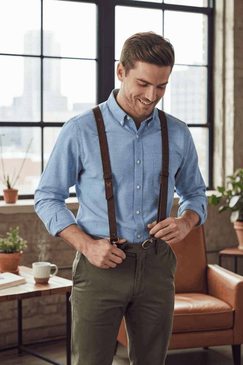 Bretelles Marcel : Élégance et Solidité en Cuir Artisanal Marron JRM Maroquinerie