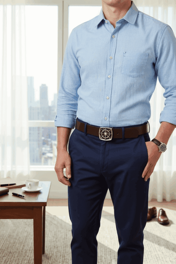 Ceinture cuir marron foncé Matelot Jrm Maroquinerie – Image 4